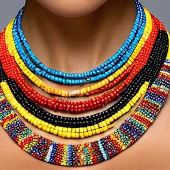 Multicolored Multi-necklace Jewelry Set, Colorful Jewelry, Colorful Jewelry Set - Picture 3 of 4